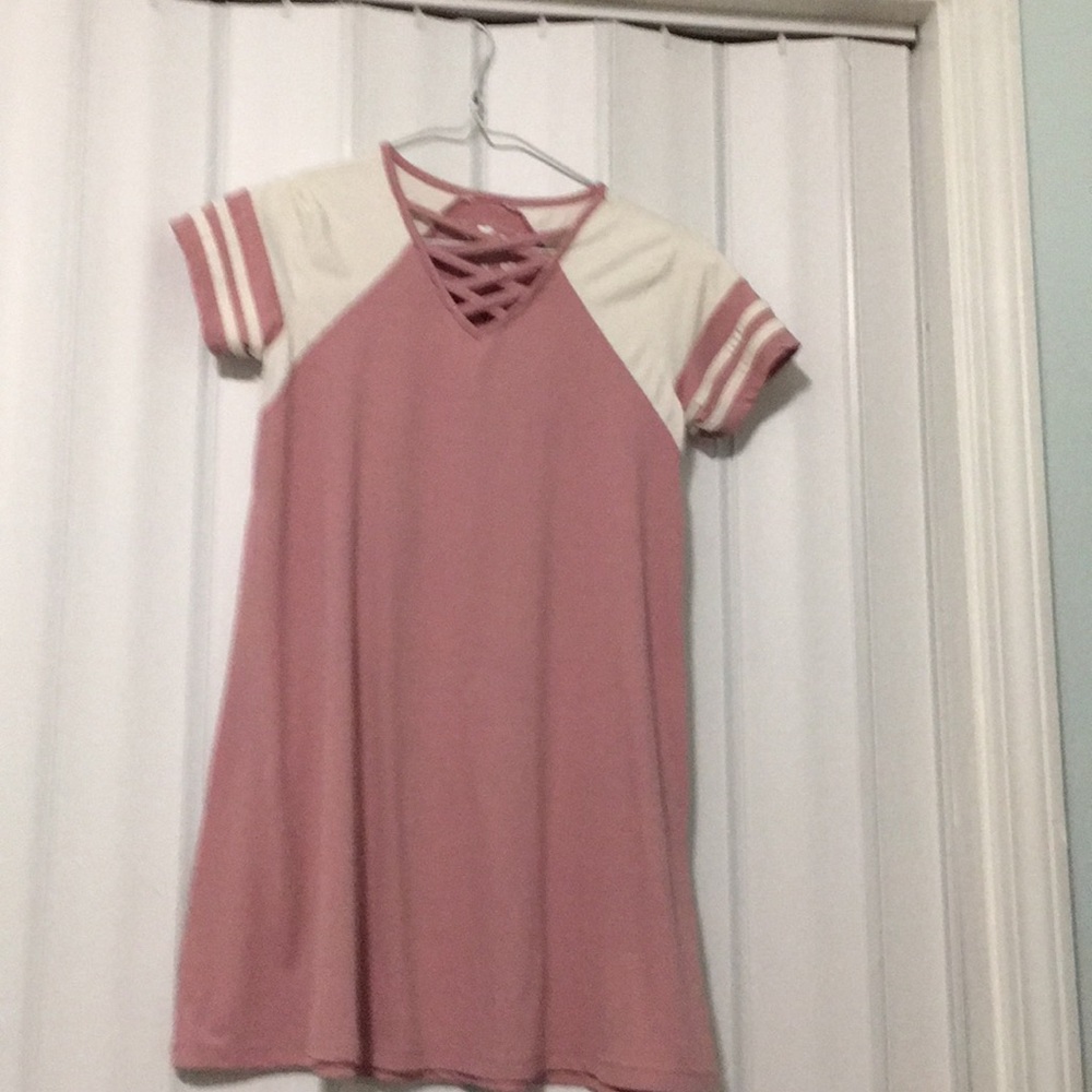 Pink and cream crisscross dress